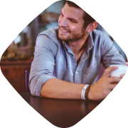 Man is appreciating with a big smile